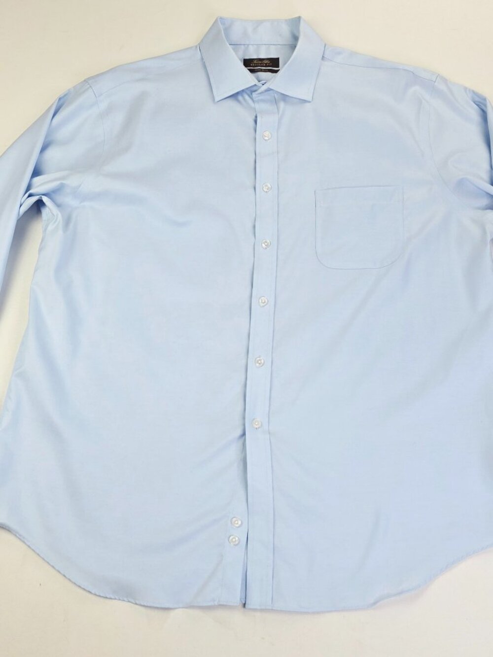 Tasso Elba French Cuff Regular Fit Non Iron Mens Size 17.5 34-35 XL Blue Shirt